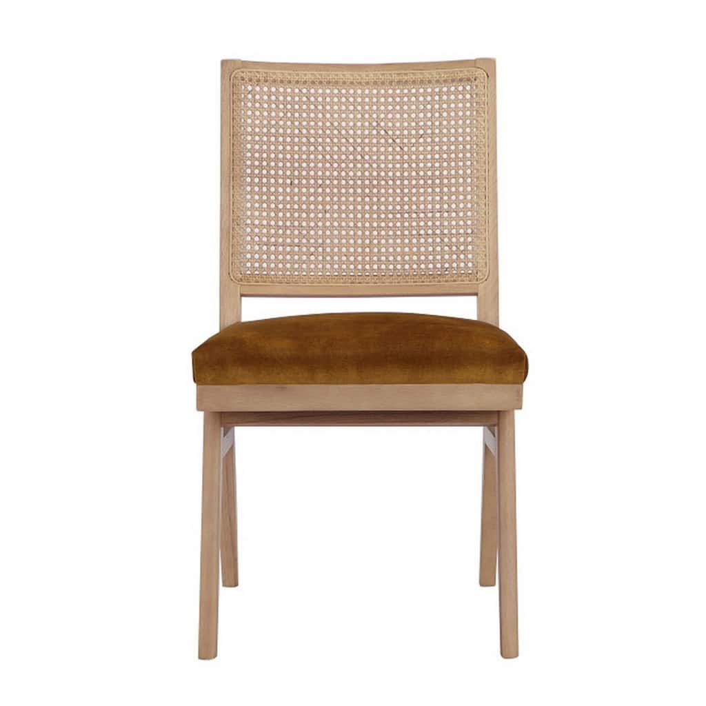 Brown/Gold Fabric Upholstered Wood Frame Dining Chair, Set of 2, Sturdy Dining Chair for Dining Rooms - 22.75
