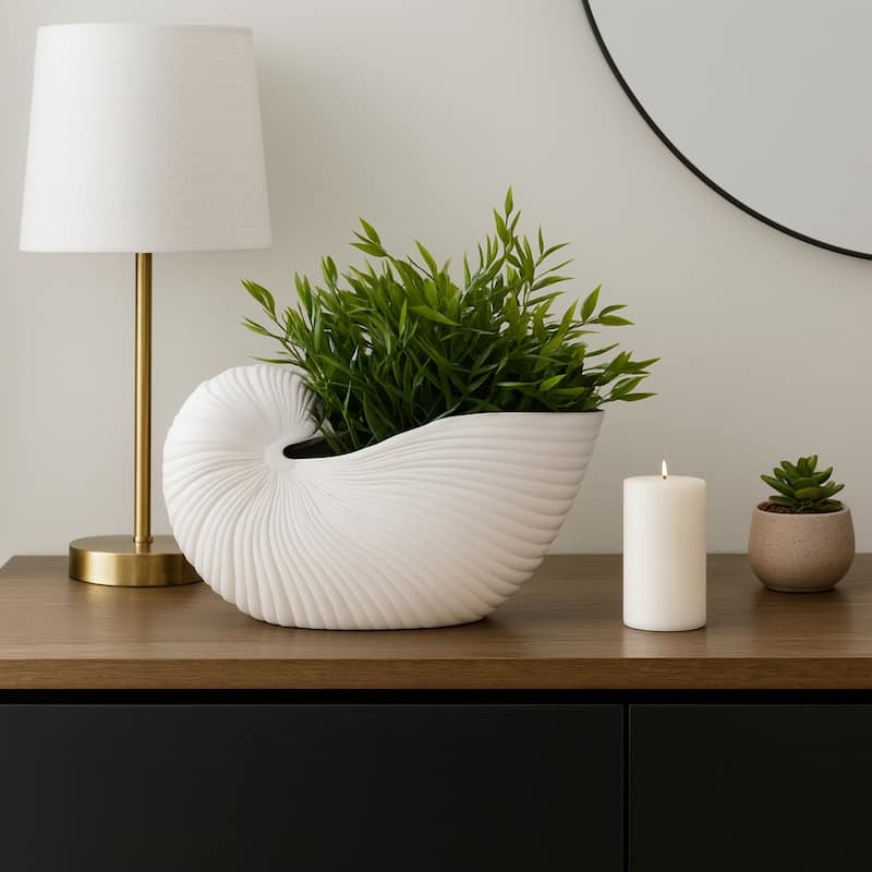 Decorative Ceramic Shell Accent Coral Figurine - White - 10.0"