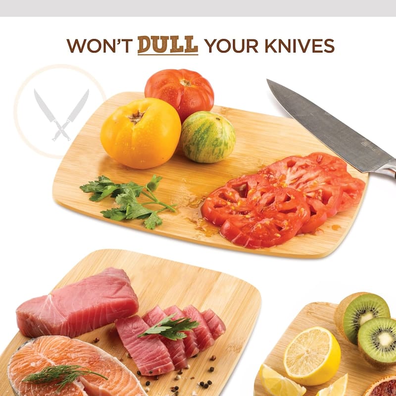 Bamboo Cutting Board Set - 3 Piece Reversible Wood Cutting Boards for Kitchen, Meal Prep & Serving, Chopping Meat, Vegetables