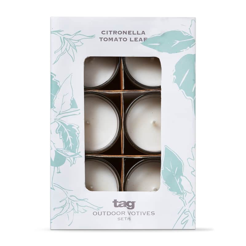 Citro Tomato Scented Votive Candles Set of 6 Ivory 10 Hour Burn Time Perfect for Spring and Summer - Cream