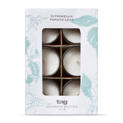 Citro Tomato Scented Votive Candles Set of 6 Ivory 10 Hour Burn Time Perfect for Spring and Summer - Cream