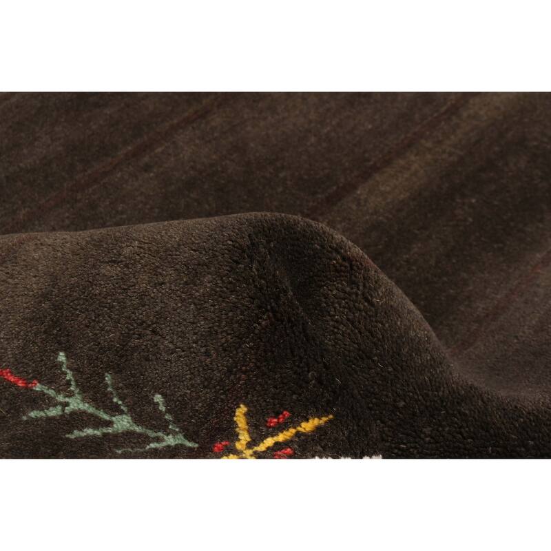 ECARPETGALLERY Hand Loomed Kashkuli Gabbeh Dark Brown Wool Rug - 3'0 x 4'9