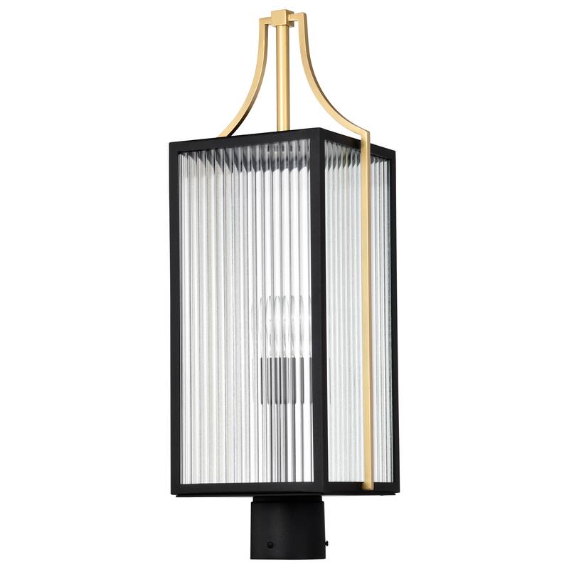 Holden Outdoor Post Lantern Gold and Black Finish Clear Glass