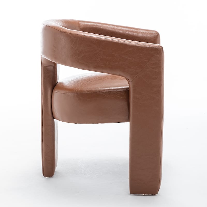 SEYNAR Modern Glam PU Leather Upholstered Dining Chair, Open-Back Accent Chair Set of 2