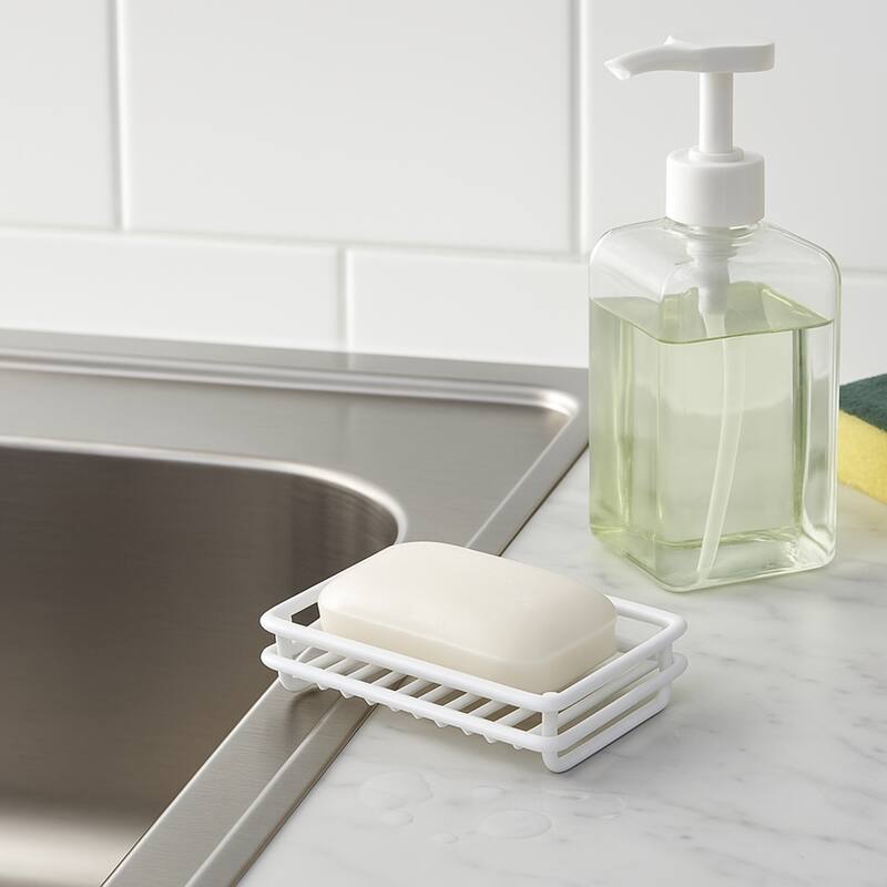 Creative Home White Powder Coated Metal Wire Soap Dish