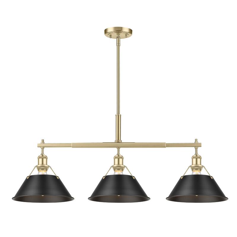 Orwell 3-Light Linear Pendant in Brushed Champagne Bronze with Matte Black - Gold