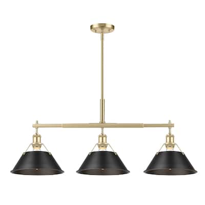 Orwell 3-Light Linear Pendant in Brushed Champagne Bronze with Matte Black - Gold
