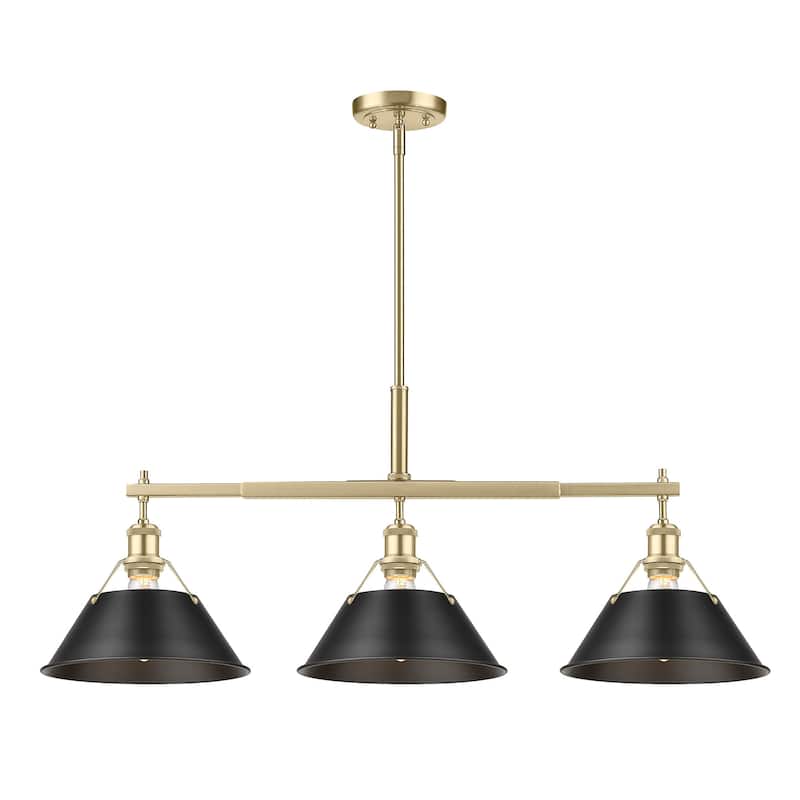 Yep by Golden Lighting Orwell 3-light Island Light in Brushed Champagne Brass and Matte Black shade - Gold
