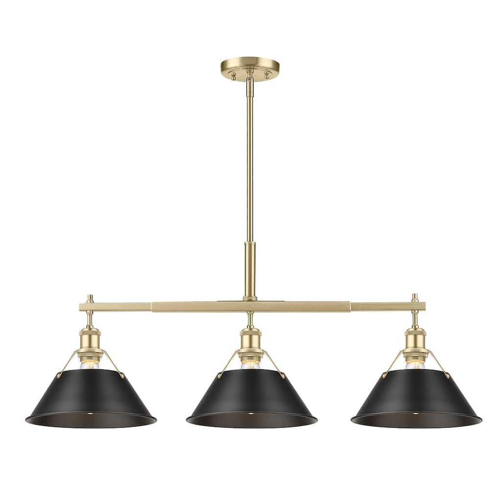 Yep by Golden Lighting Orwell 3-light Island Light in Brushed Champagne Brass and Matte Black shade - Gold