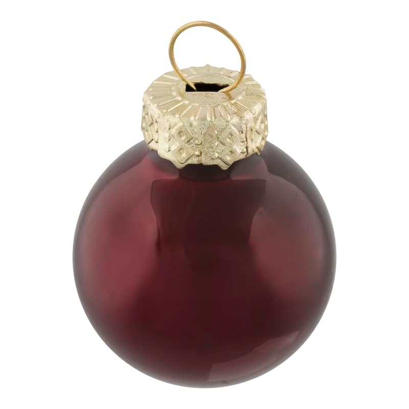 24ct Burgundy Red Dual Finish Glass Christmas Ball Ornaments 1" (25mm)
