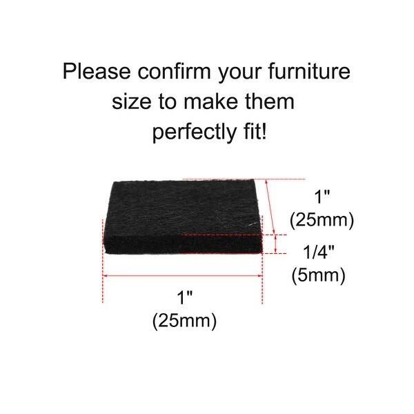 SQUARE FELT FURNITURE PADS SELF ADHESIVE CHAIR LEG FLOOR PROTECTOR BLACK SIZES 