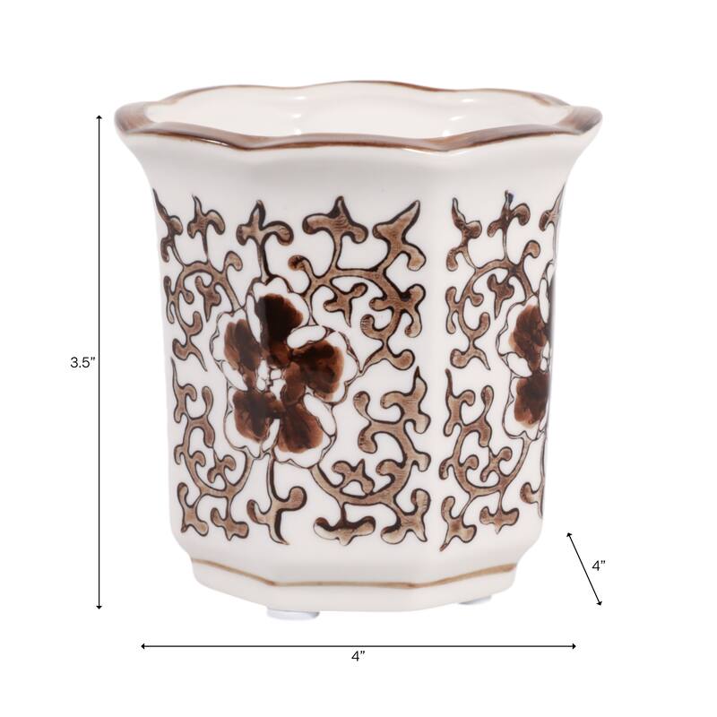 Modern Chinoiserie Ceramic Candle - Plumeria Scented - 4.0"