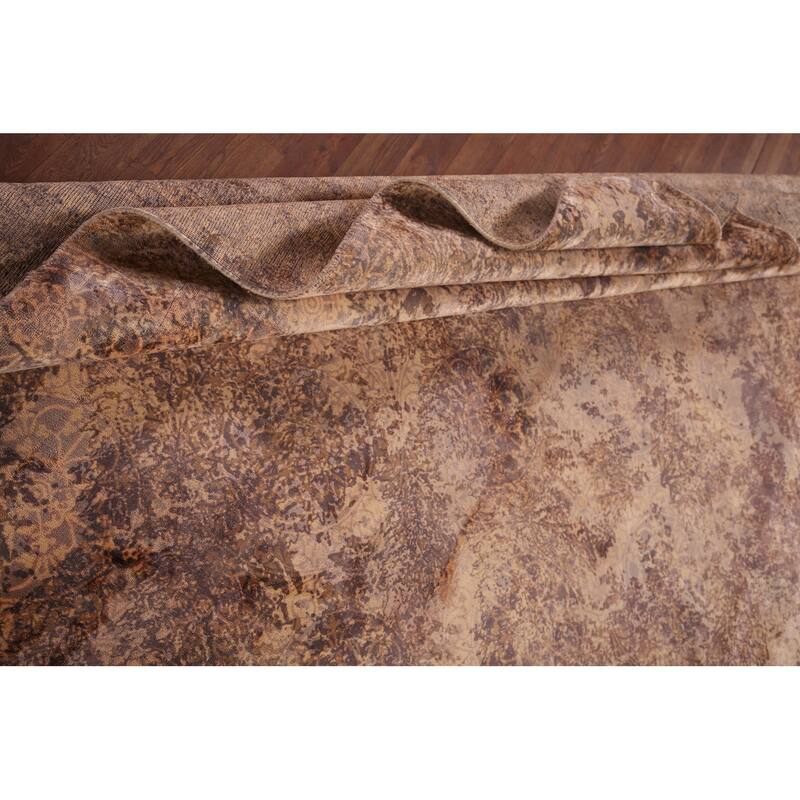 Abstract Indian Area Rug Hand-Knotted Wool Carpet - 8'2"x 11'5"
