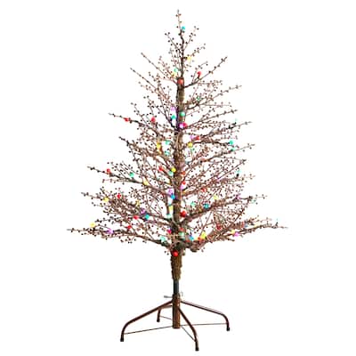 4' Frosted Berry Christmas Tree with 100 Multicolored Gum Ball Lights - 48
