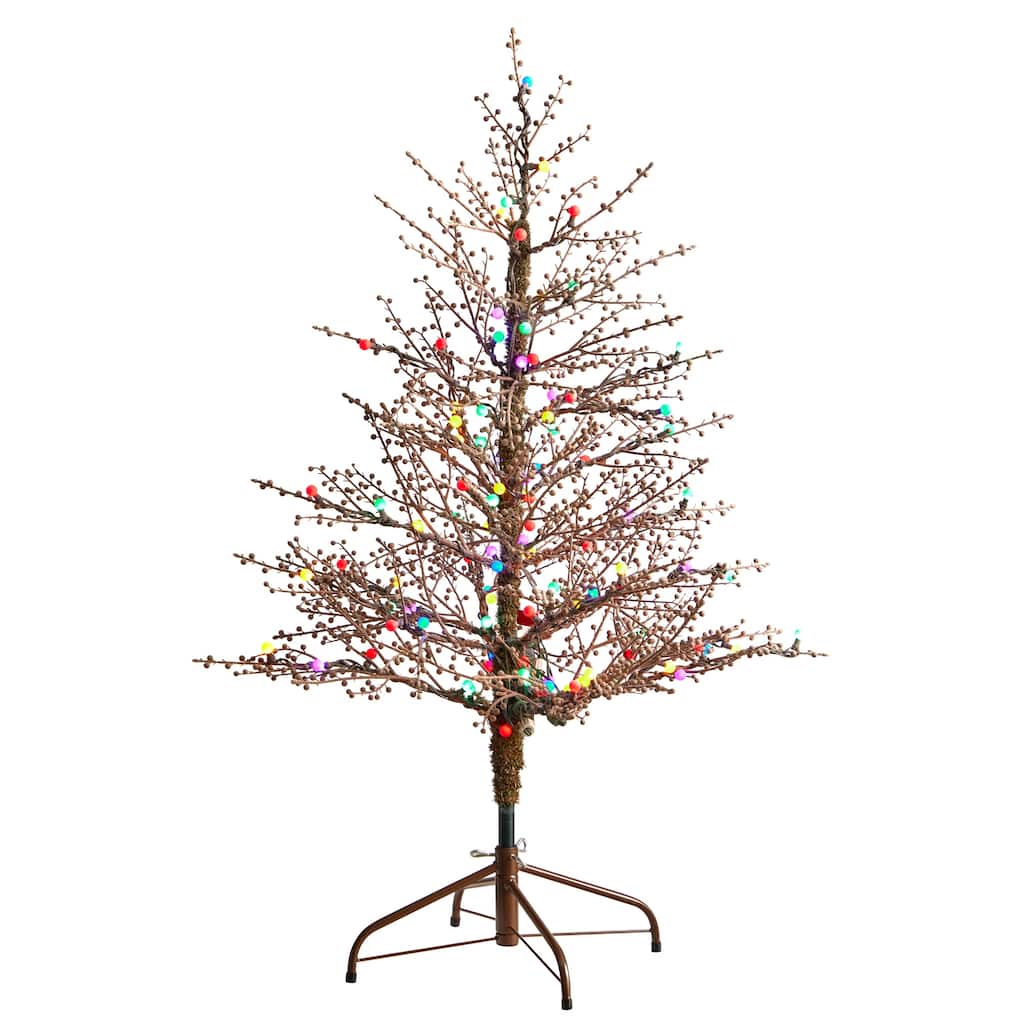 4' Frosted Berry Christmas Tree with 100 Multicolored Gum Ball Lights - 48