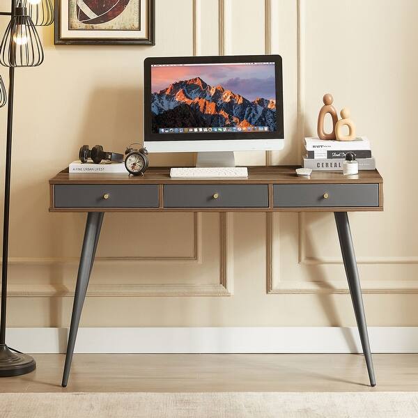 Mid Century Desk with Drawers Modern Writing Study Desk Home Office ...