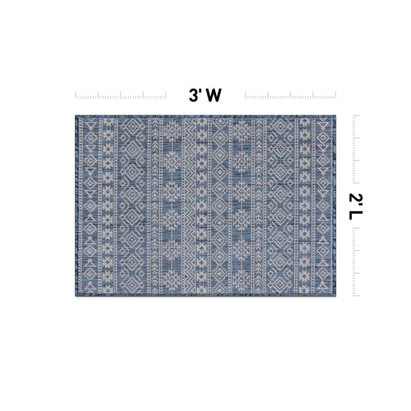 World Rug Gallery Geometric Boho Textured Flat Weave Indoor/Outdoor Area Rug