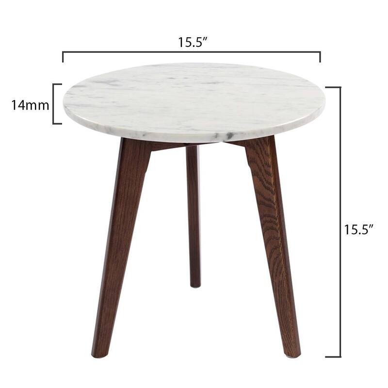 Carson Carrington Tang 15-inch Round Italian Carrara Marble Table - 15.5"L x 15.5"W x 15.5"H