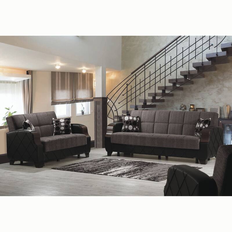 Collection Upholstered Convertible Loveseat With Storage