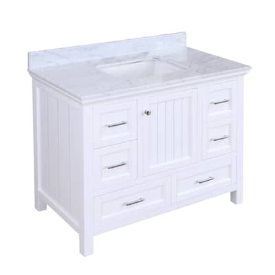 KitchenBathCollection Paige 42" Bathroom Vanity with Carrara Marble Top