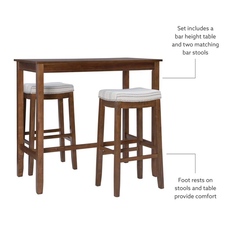 3-Piece Bar Table and Stool Set- 47.25" - Beige and Brown