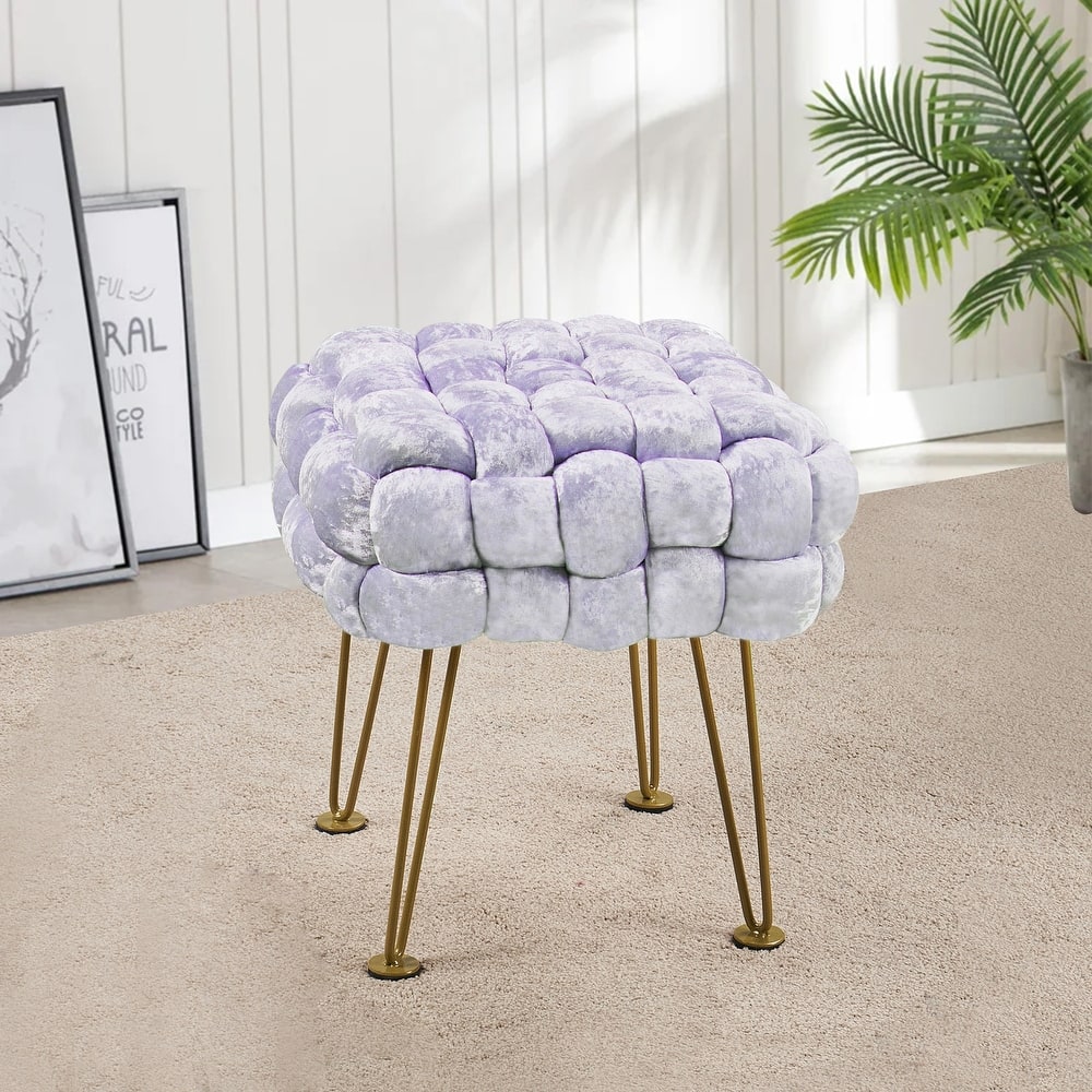 Home Soft Things Crushed Velvet Pouf Stool Ottoman