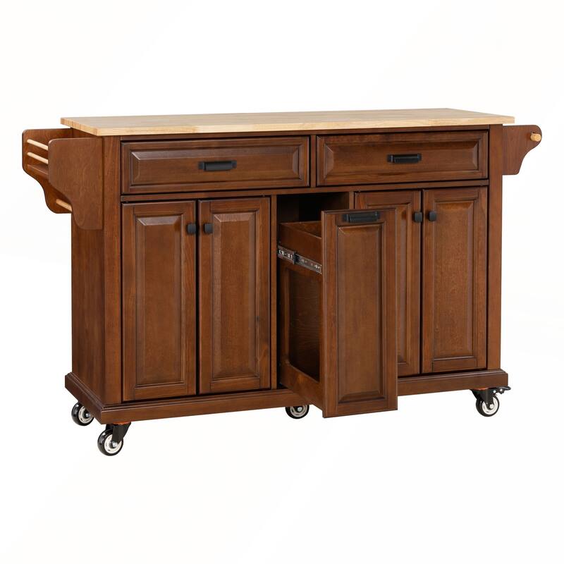 Kitchen Island with Rubber wood Countertop