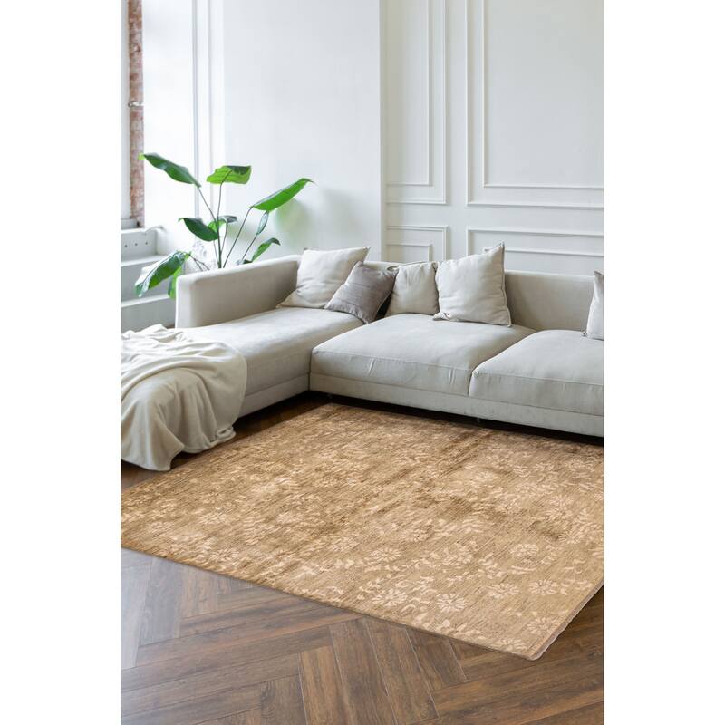 ECARPETGALLERY Hand-knotted Peshawar Ziegler Olive Wool Rug - 6'5 x 8'0