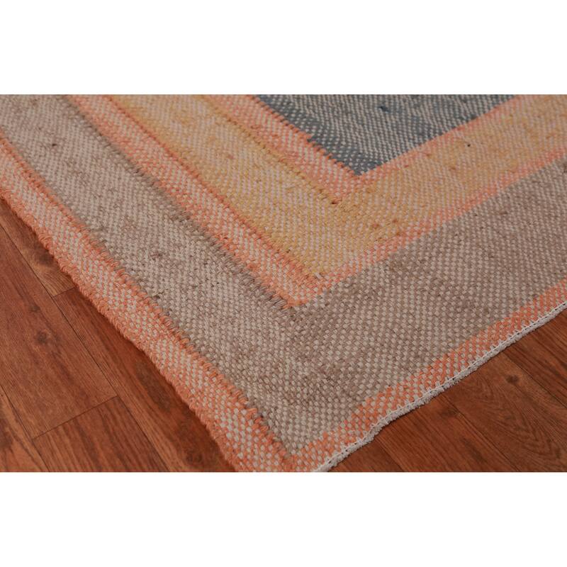Hand Woven Oriental 100% Jute Carpet Southwestern Modern Multi-Colored Kilim Area Rug - 12' 10'' X 10' 6''