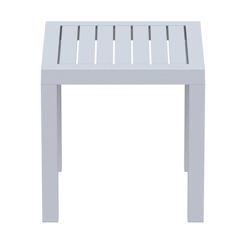 18" Silver Gray Patio Square Resin Side Table with Drain Hole
