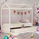 preview thumbnail 2 of 6, House Kids Bed with Trundle, Customizable Eaves Design, Decorate & Save Space, White