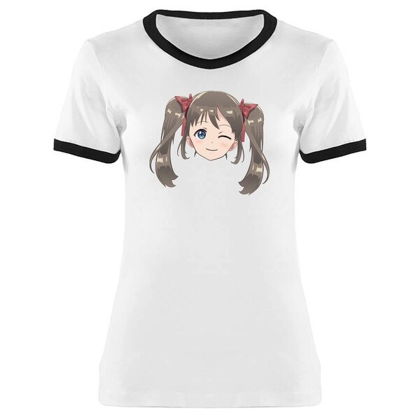 Shop Cute Wink Anime Girl Face Tee Women S Image By Shutterstock Overstock 28581585