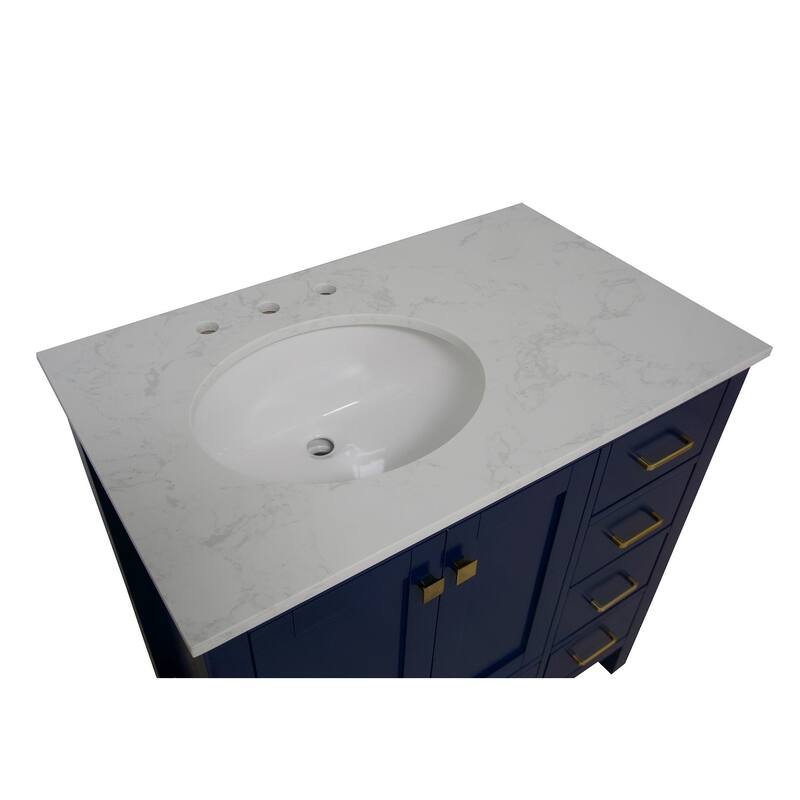 KitchenBathCollection Horizon 36" Bathroom Vanity with Engineered Carrara Top