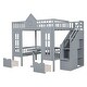 preview thumbnail 6 of 7, Gray Full-over-Full Bunk Bed with Upper Bed & Desk