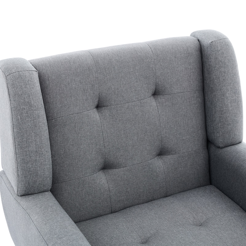 Tufted Wingback Accent Chairs Linen/Faux Leather/Velvet Armchairs Set of 2