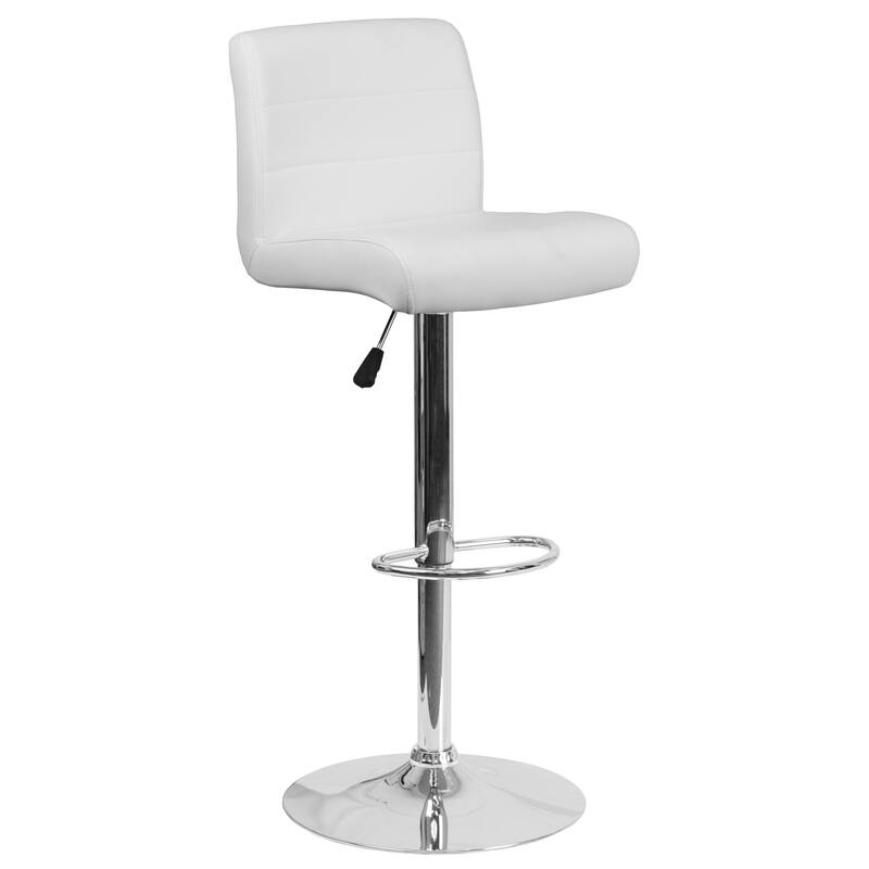 2 Pack Vinyl Adjustable Height Barstool with Rolled Seat and Chrome Base