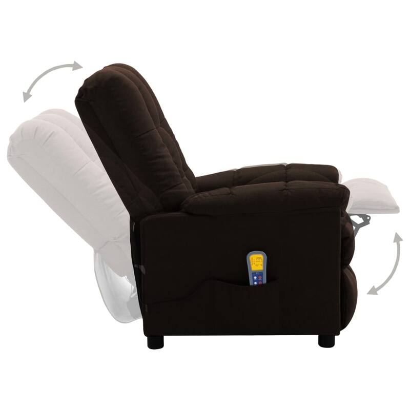 vidaXL Massage Recliner Dark Brown Fabric - 29.1" x 39" x 40.2"