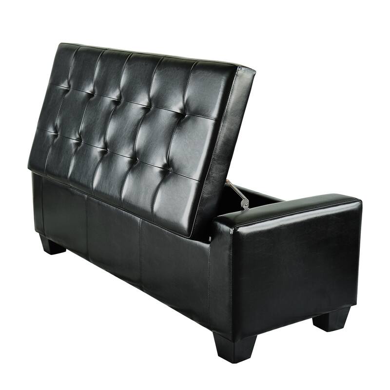 Faux Leather Storage Ottoman Bench with Soft Foam Seat and Hidden Storage for Living Room - 50.5" L x 19.75" W x 17.75" H