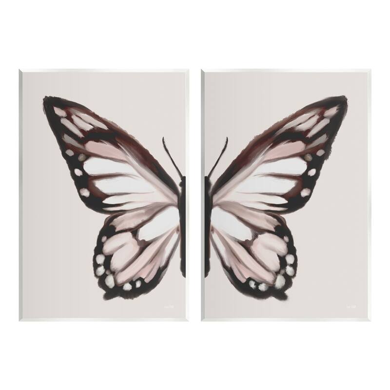 Stupell Muted Symmetrical Butterfly Wings 2 Piece Wall Plaque Art Set by House Fenway - 10 x 15