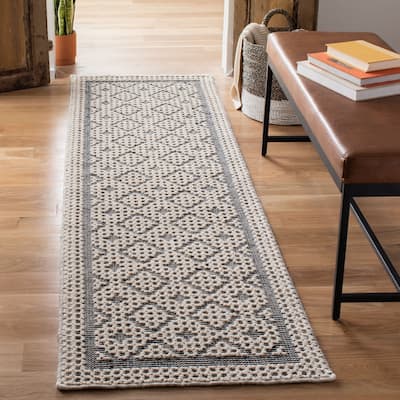 SAFAVIEH Handmade Natura Goizargi Transitional Geometric Cream/Black Wool Rug