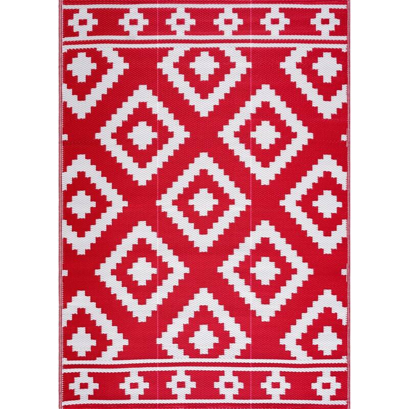 Playa Rug Outdoor Recycled Reversible Plastic Folded Mat/Rug Milan Collection Lightweight & Weather, Water and UV Resistant