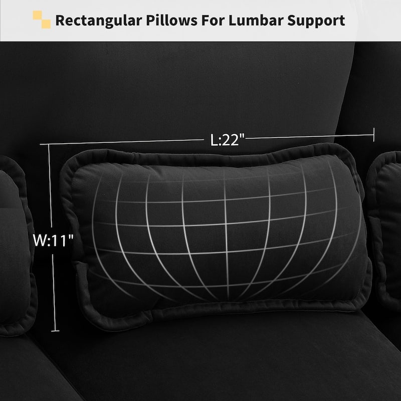 Modern U-shaped Sectional Sofa with Waist Pillows 6-seat Upholstered Symmetrical Sofa Furniture