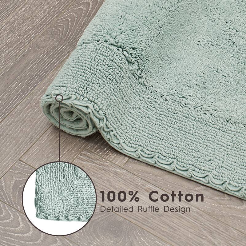 Laura Ashley Ruffle Border Pure Cotton Bath Rugs