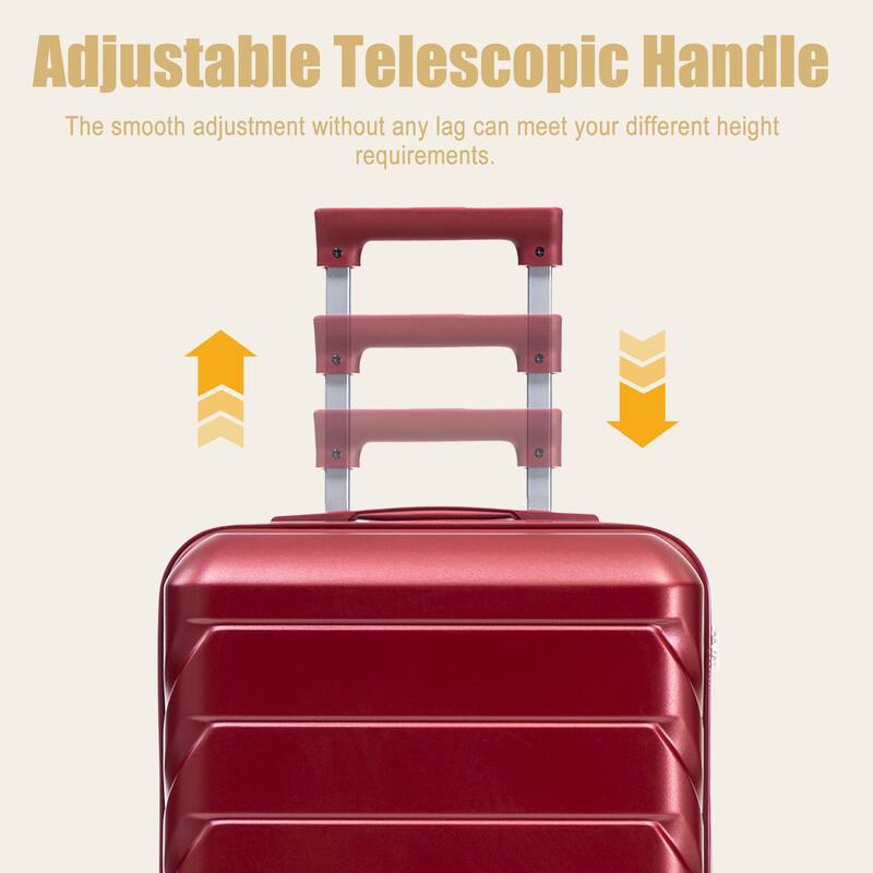 20 Inch ABS Hard Shell Travel Checked Luggage, Scratch Resistant Surface Four Multi-Directional Wheels, With Combination Lock