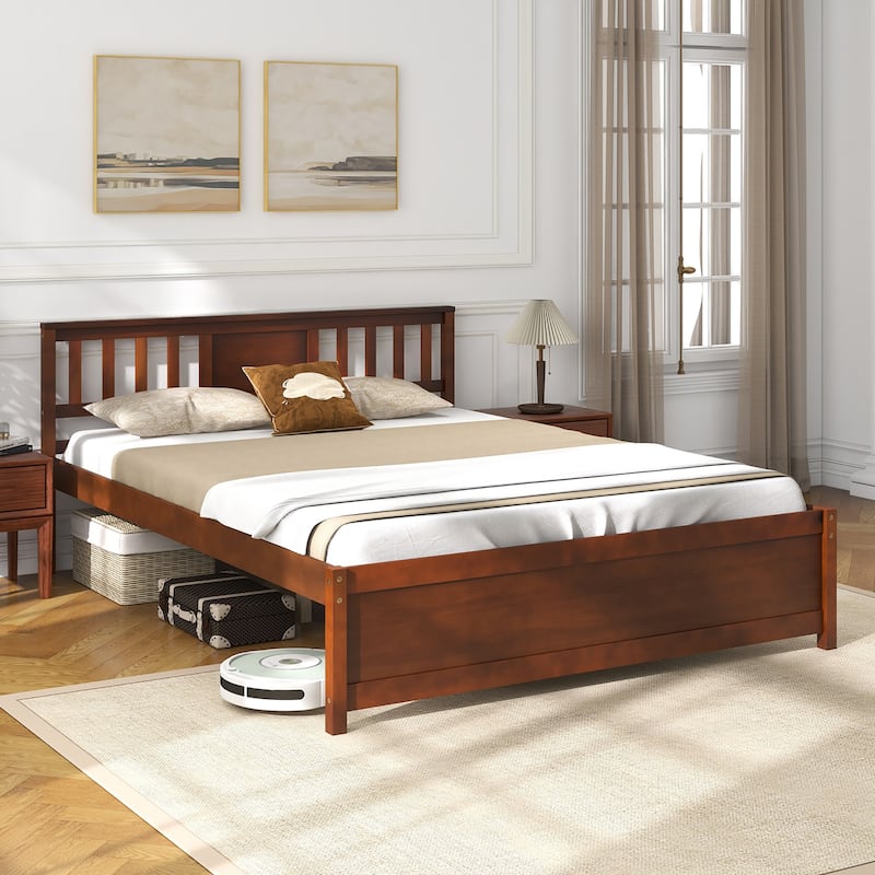 Gymax Twin/Full/Queen Size Bed Frame w/ Headboard Wood Slat Support No - Queen