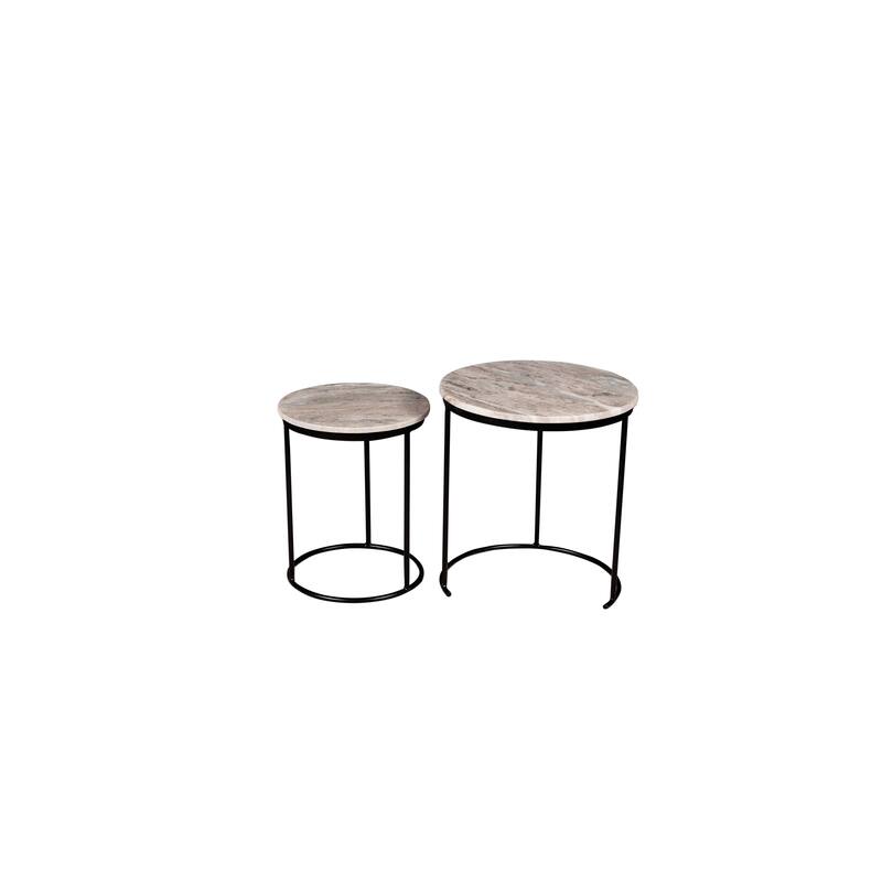 Marble Nesting Coffee Table Set Of 2 With Metal Frame