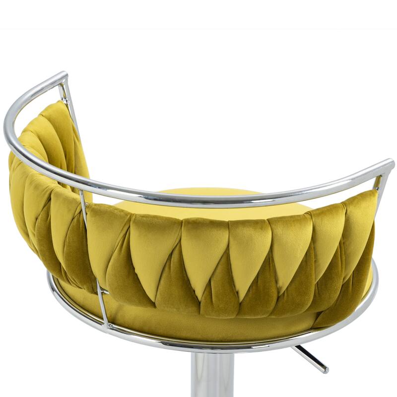 Modern Velvet Adjustable Swivel Bar Stools Set of 2