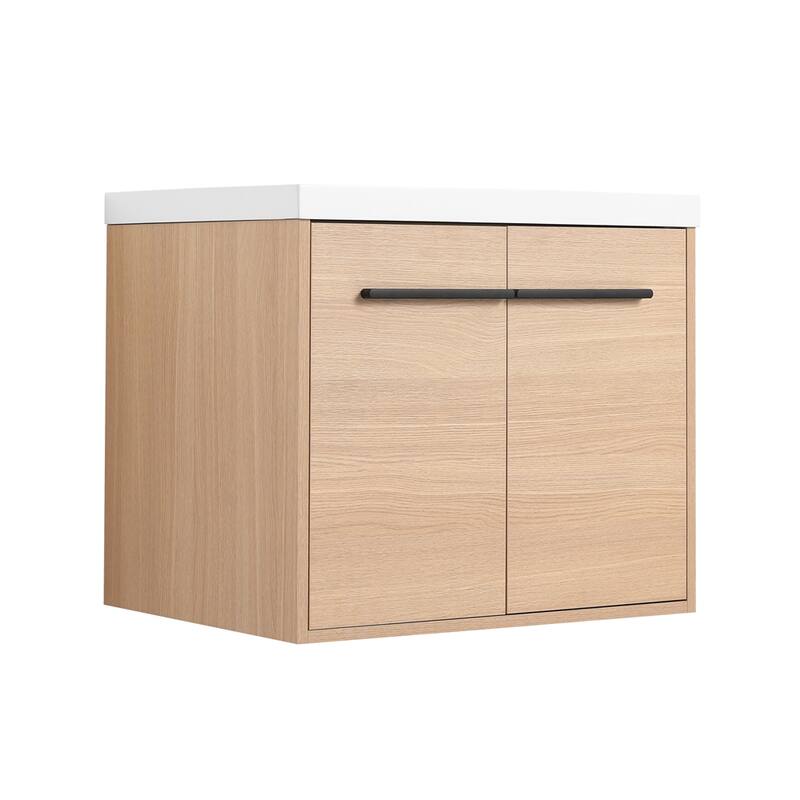 Wood Bathroom Vanity with Resin Sink and 2 Doors