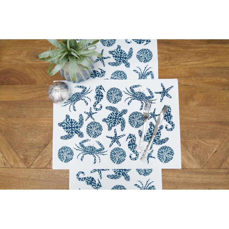 Stamped Seaside Placemats Set of 6, 14" x 20"