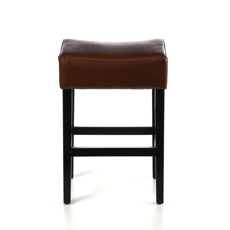 26.75" Backless Leather Counter Height Barstool Set of 2